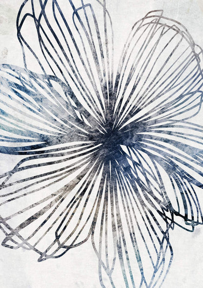 Blue Striped Floral - Hand Painting