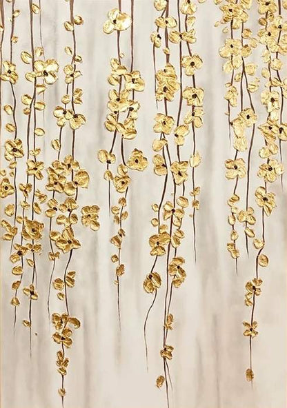 Golden Abstract Floral Set - Hand Painting