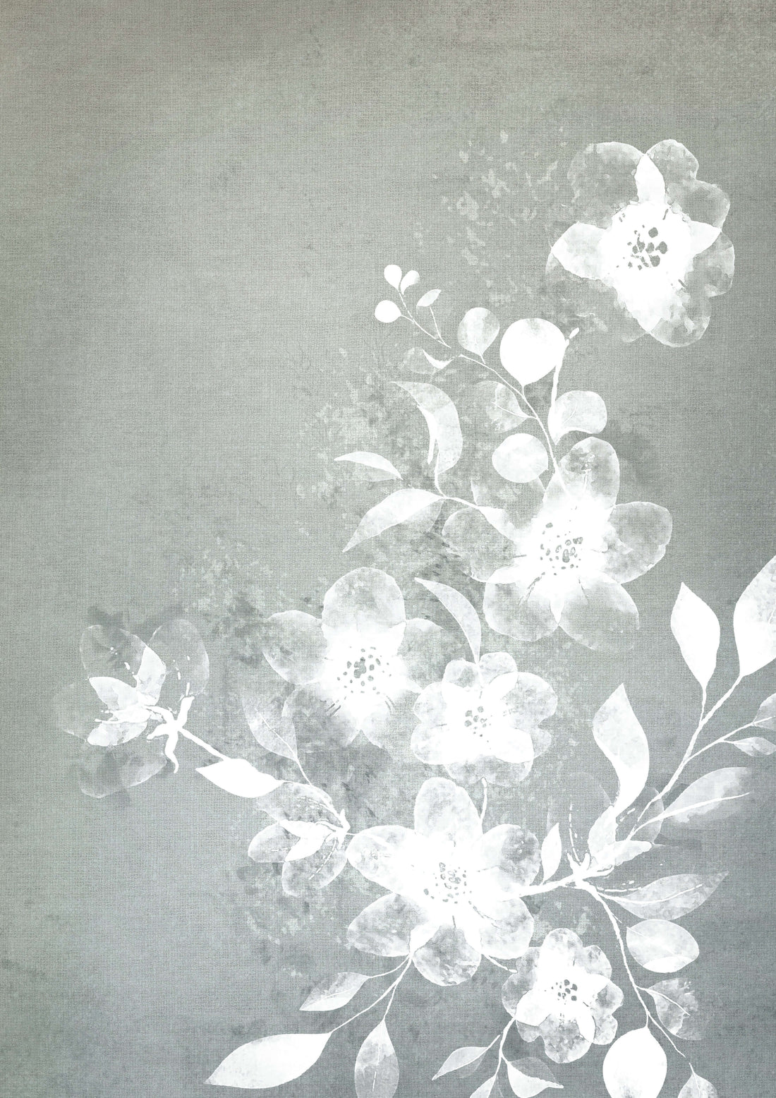 White and Blue Floral - Hand Painting