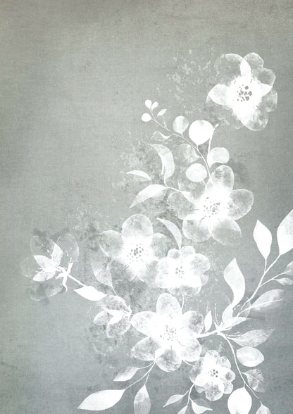 White and Blue Floral - Hand Painting