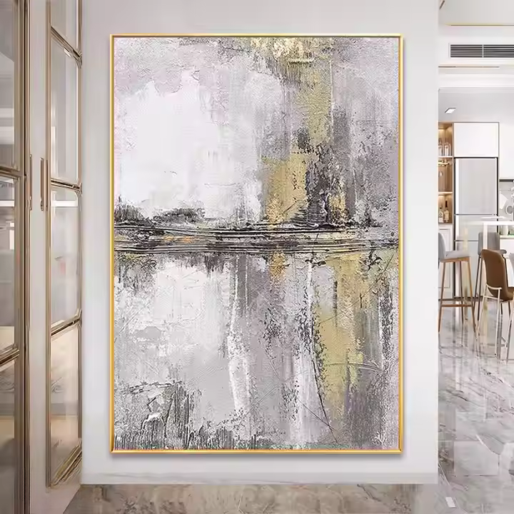Abstract Gold and Grey - Hand Painting