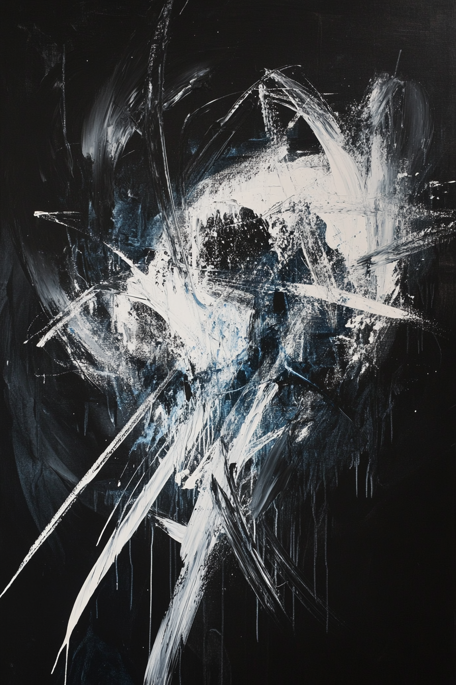 Black and White Collision Abstract Art Paintings