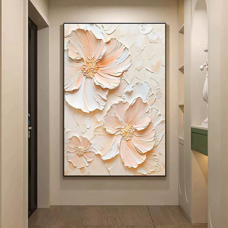 Blush Bloom Textured Floral Painting Minimalistische Malerei