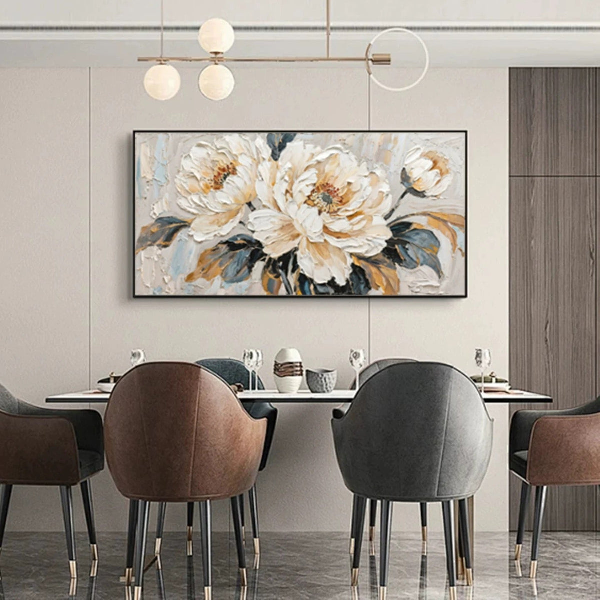 Floral Majesty - Hand Painting Arte de pared rosa