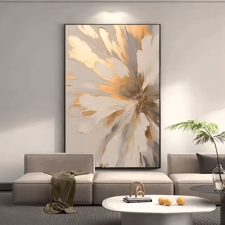 Golden Abstract Floral - Hand Painting Nature Paintings
