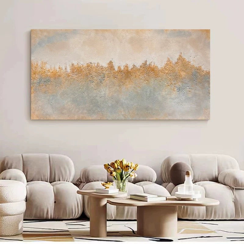Golden Forest Sleeps - Hand Painting Arte da parete orizzontale