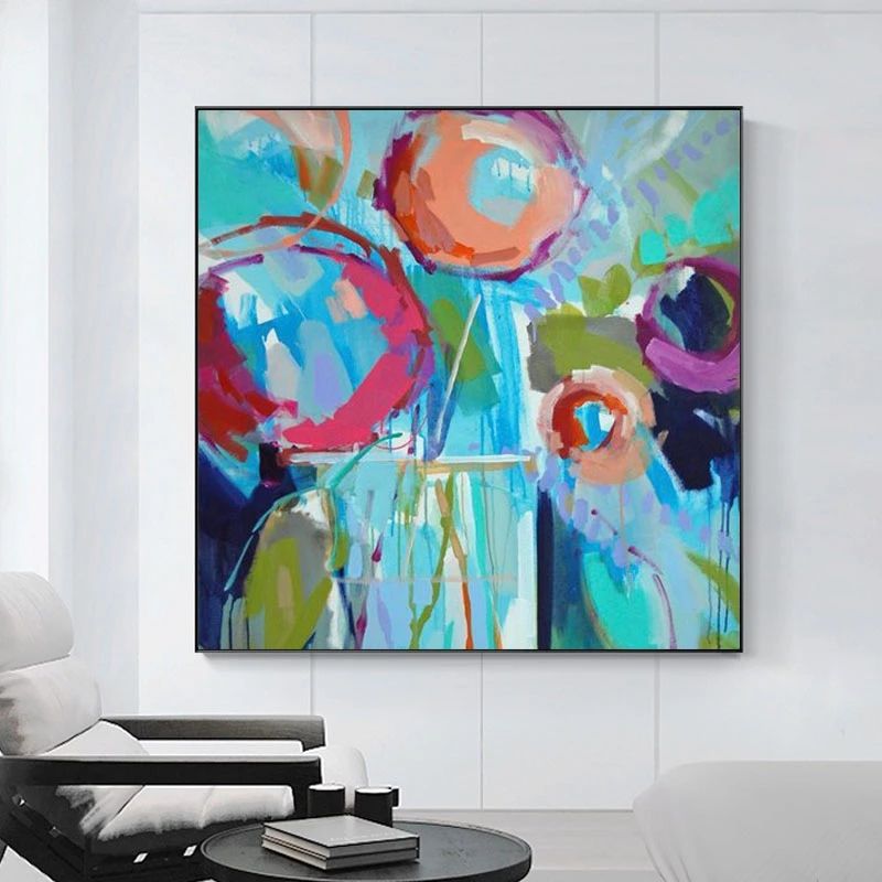 Vibrant hand-painted wall art featuring colorful fruits, transforming modern living spaces with Kline Collective® artwork.