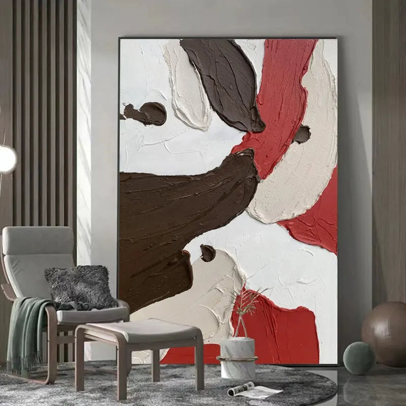 Red and Brown Textured Painting