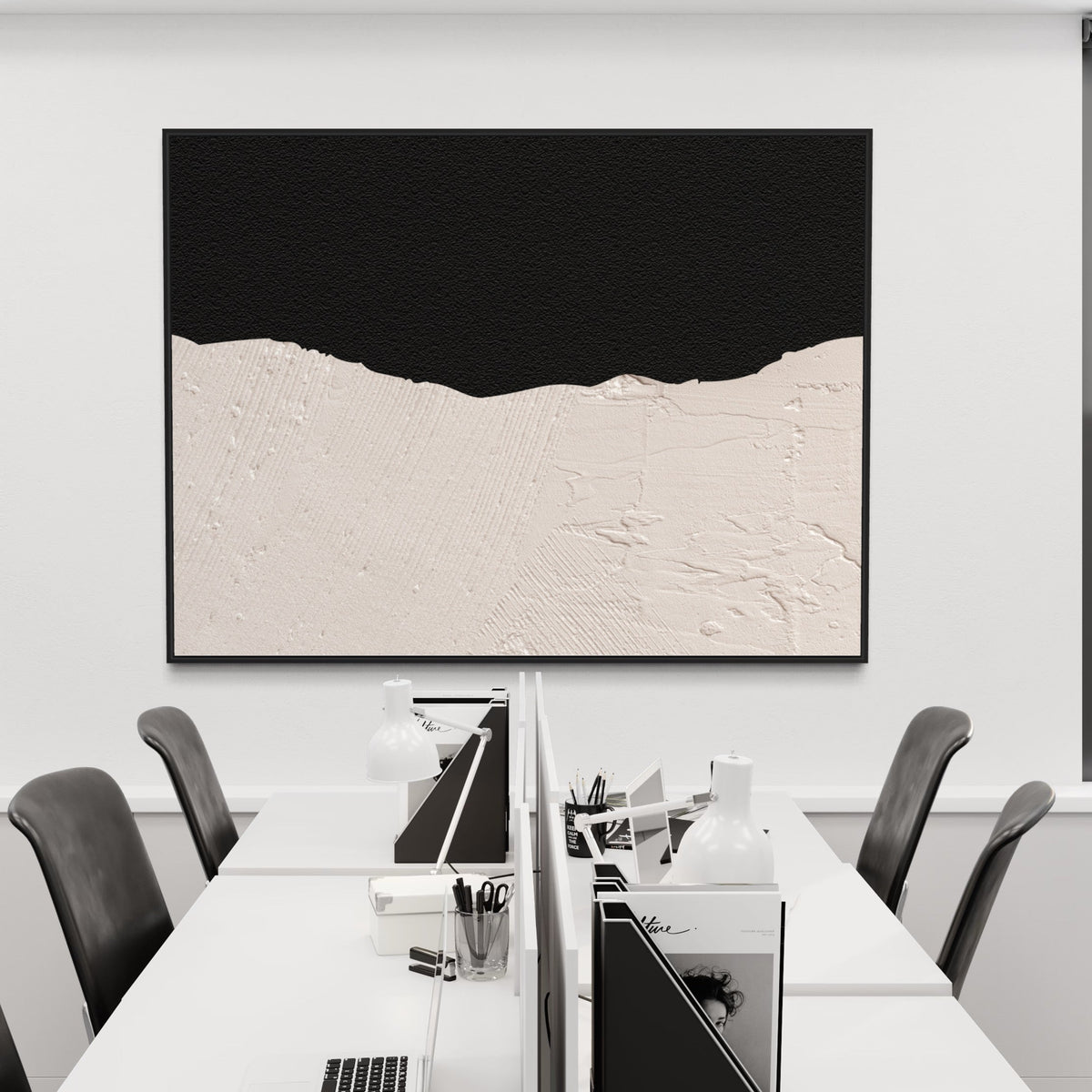 Heavens III - Hand Painting Dipinti in bianco e nero