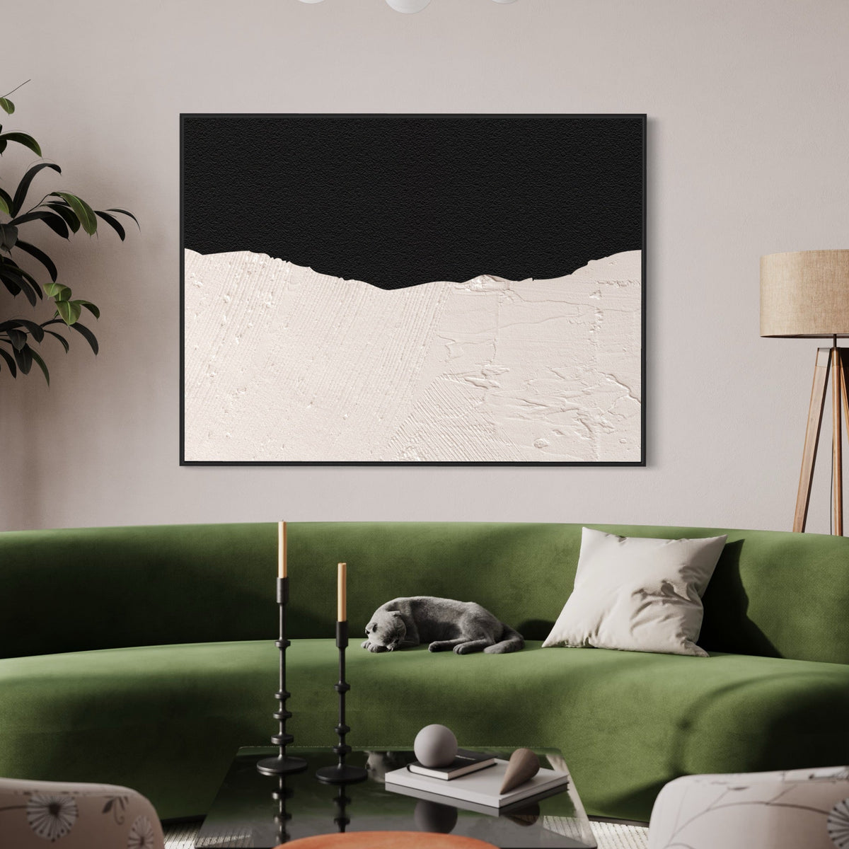 Heavens III - Hand Painting Dipinti in bianco e nero