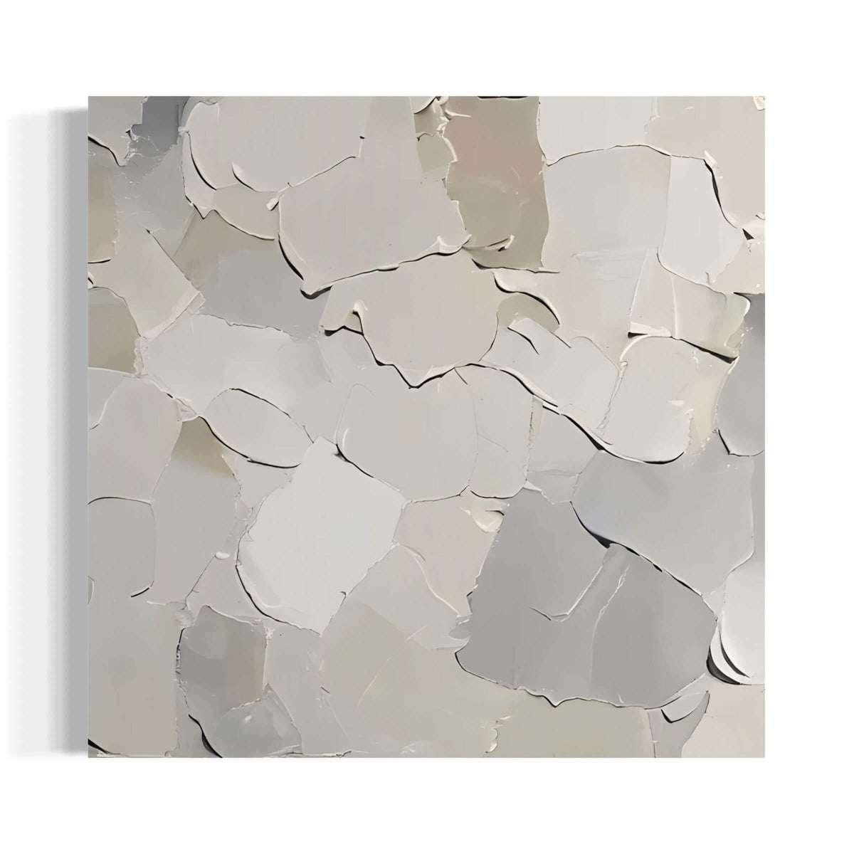 Soft Echoes - Hand Painting Art mural blanc