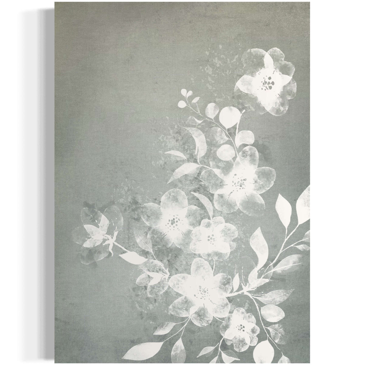 White and Blue Floral - Hand Painting