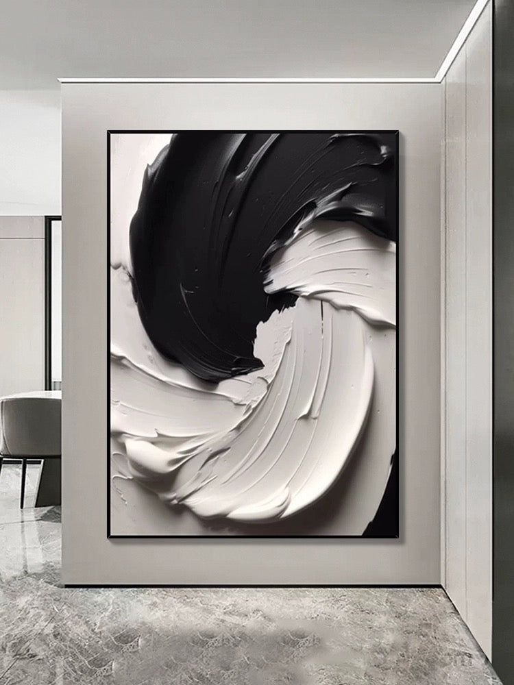 Black and White Heavy Textured Wall Art