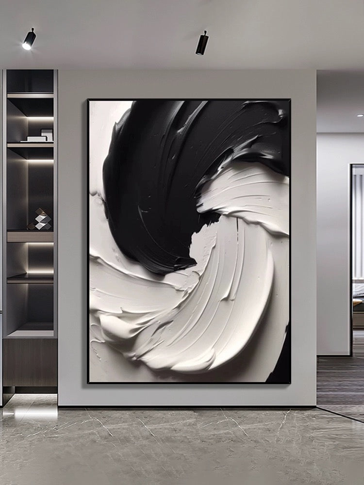 Black and White Heavy Textured Wall Art