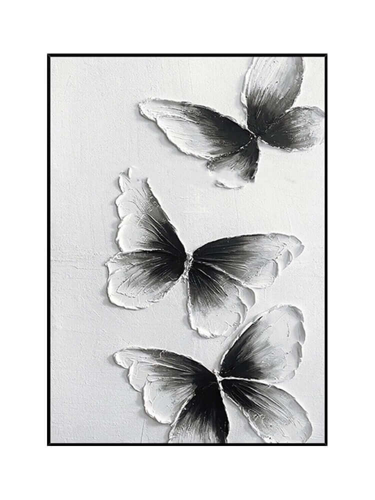 Black and White Butterfly Wall Art - Hand Painting Schwarz-Weiß-Gemälde