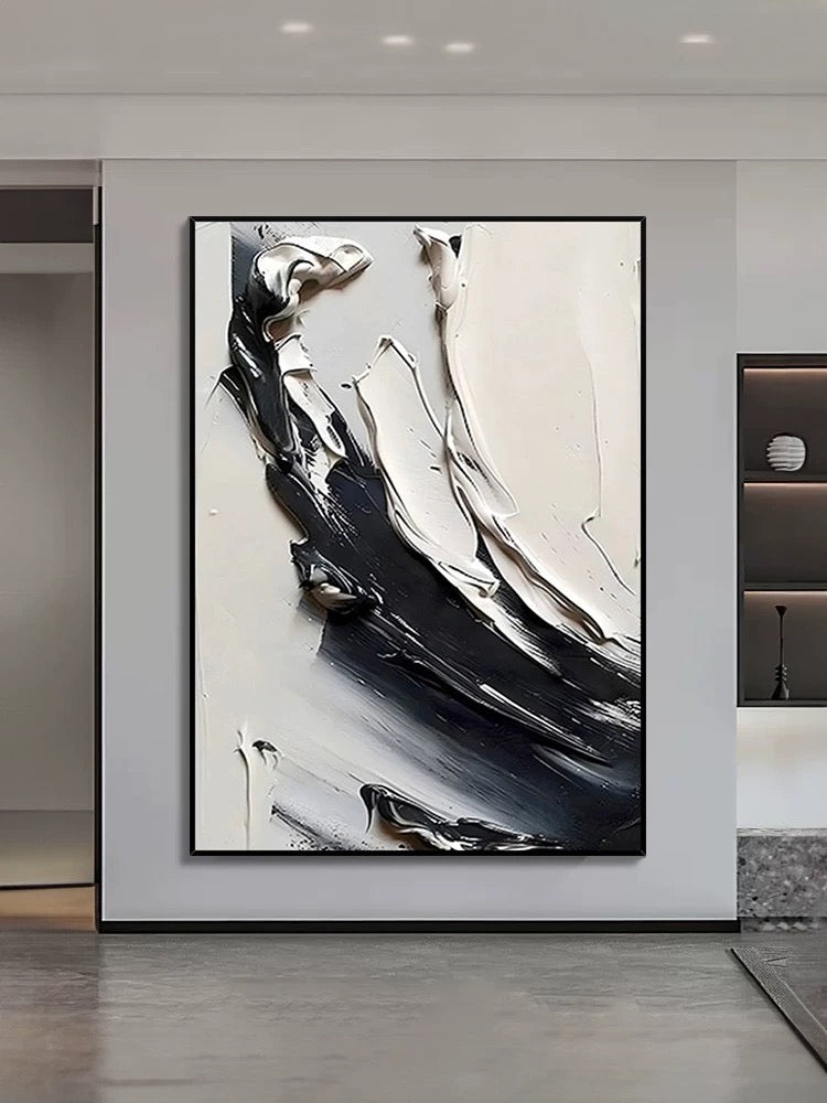 Black and White Waves Wall Art