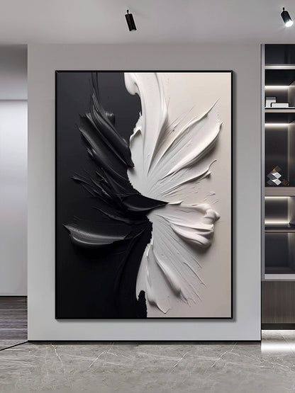 Twilight black and white textured wall art, showcasing a minimalist aesthetic with a striking contrast.