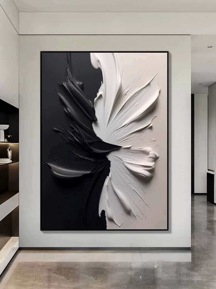Twilight black and white wall art featuring thick textures and minimalist design, adding elegance to modern interiors. Home Office Wall Art