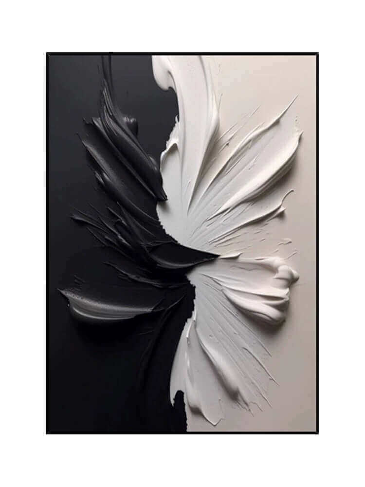 Twilight black and white wall art with textured paint in a minimalist design, showcasing dynamic contrast. Home Office Wall Art