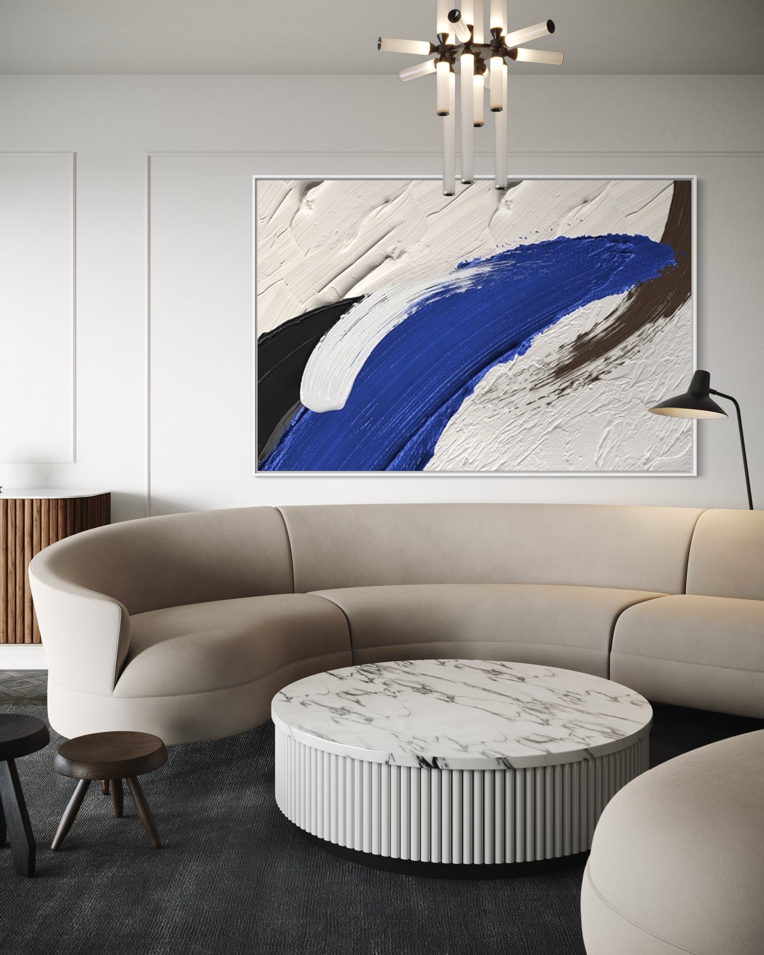 Textured Blue and White Wall Art