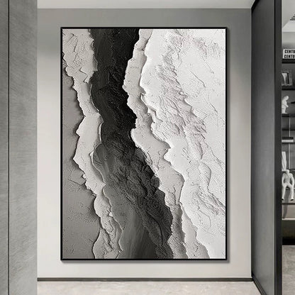 Black and White Seascape Oil Painting with Texture
