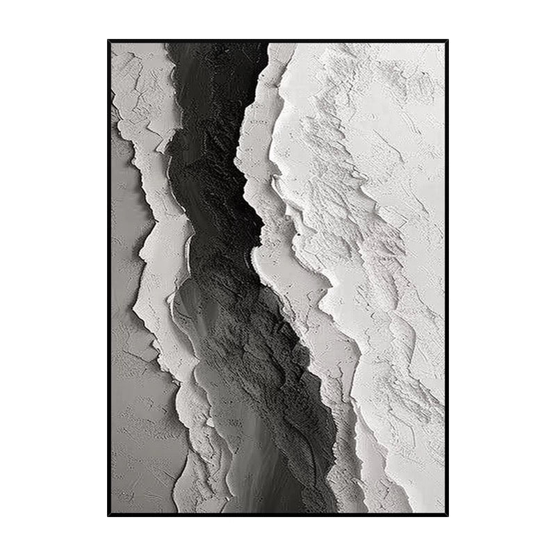 Black and White Seascape Oil Painting with Texture