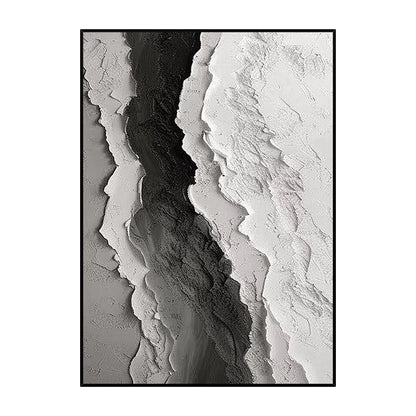 Black and White Seascape Oil Painting with Texture