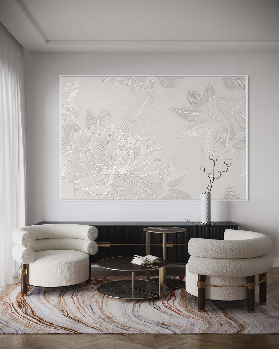 Silver Flowers - Hand Painting