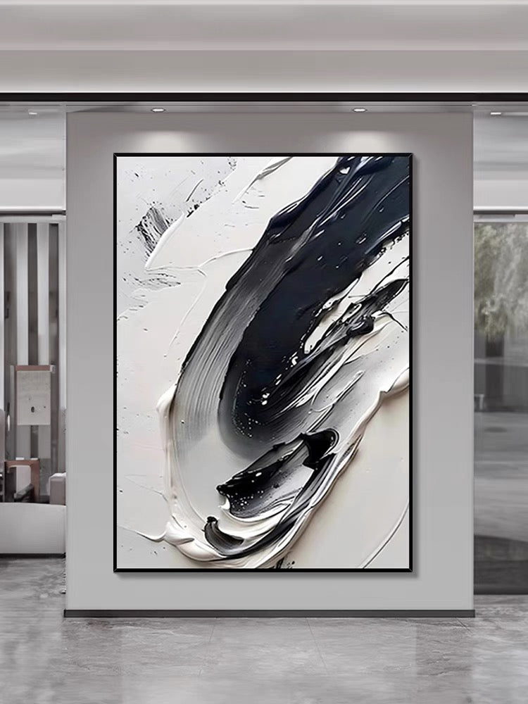 Black and White Textured Art - Hand Painting