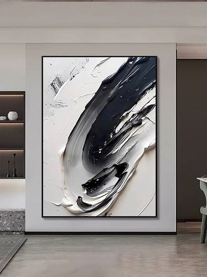 Black and White Textured Art - Hand Painting