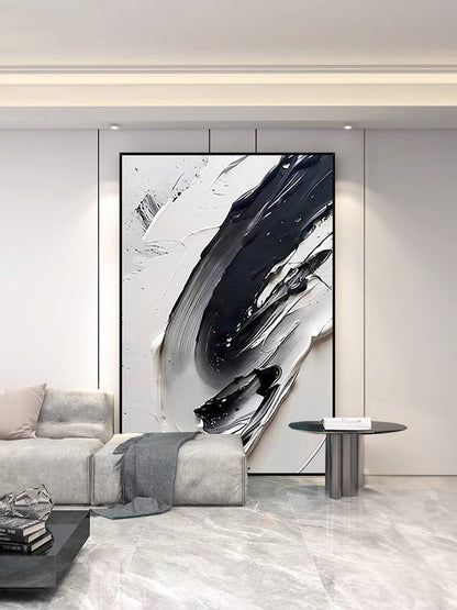 Black and White Textured Art - Hand Painting