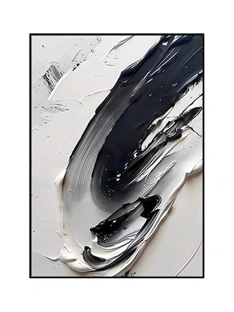 Black and White Textured Art - Hand Painting Arte da parete di lusso