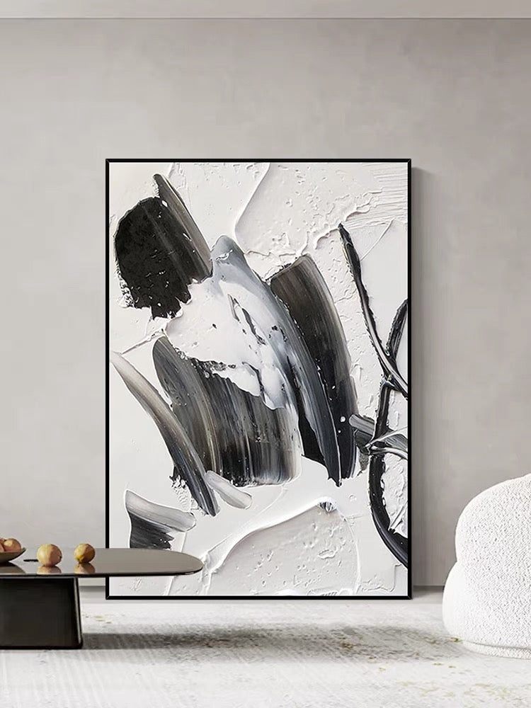 Black and White Woman Silhouette Abstract Painting