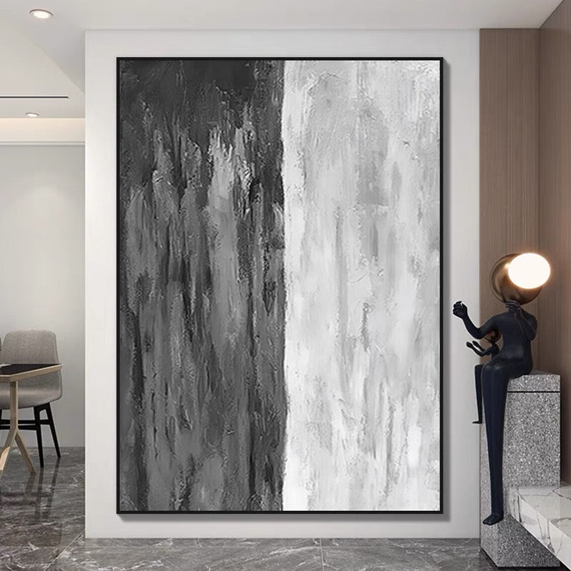 Gray and White Vertical - Hand Painting