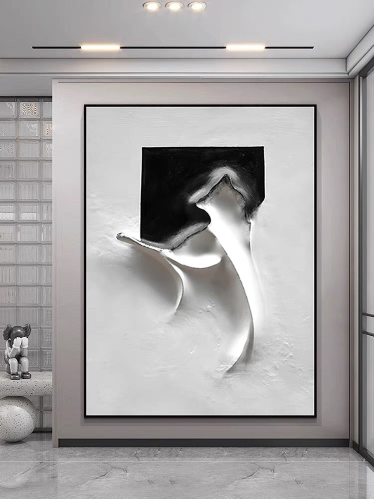 Black and White Heavy Textured Painting