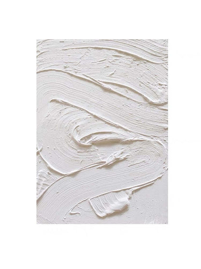 White textured oil painting featuring abstract brushstrokes showcasing minimalism and rich texture.