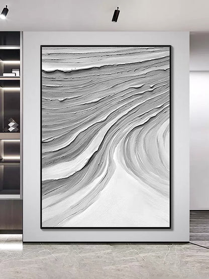 Gray Waves Textured Painting