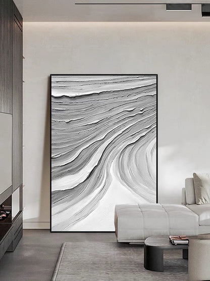 Gray Waves Textured Painting