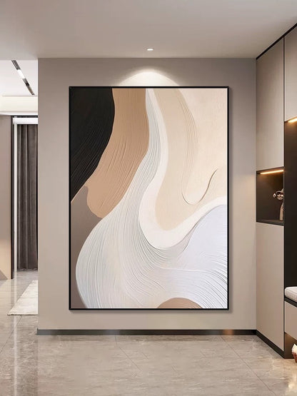 Arte de pared con textura fluida en tono beige