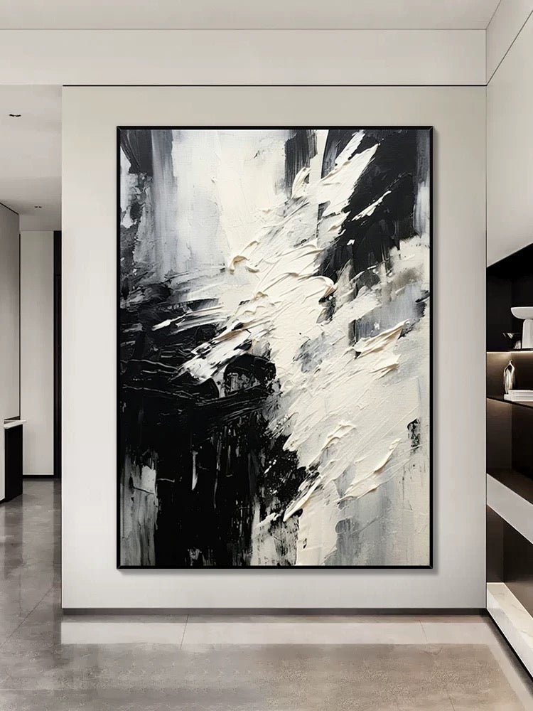 Black and White Scattered Textured Wall Art