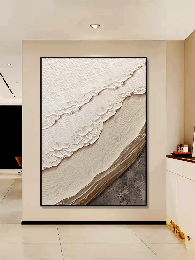 Beige Color Textured Beach Wall Art