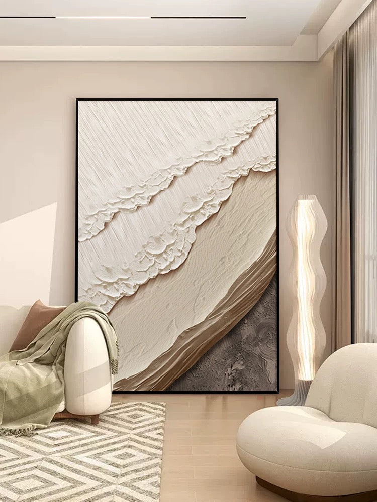 Beige Color Textured Beach Wall Art