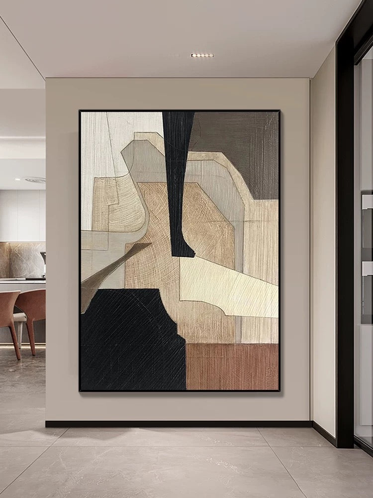 Wabi Sabi Beige Black Wall Art - Hand Painting