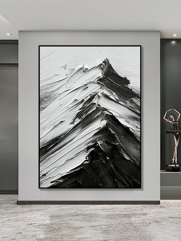 Schwarz-weiße Berge Strukturierte Wandkunst