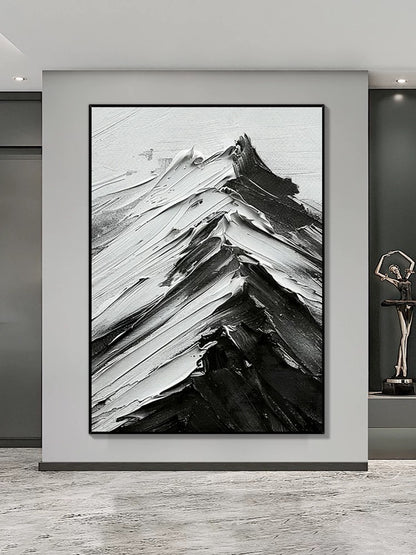 Black and White Mountains Textured Wall Art