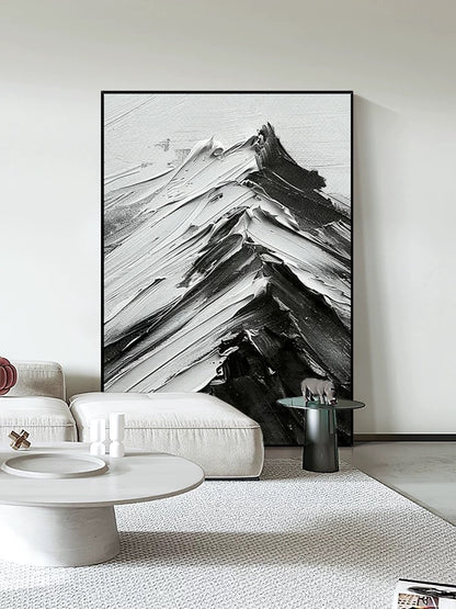 Black and White Mountains Textured Wall Art