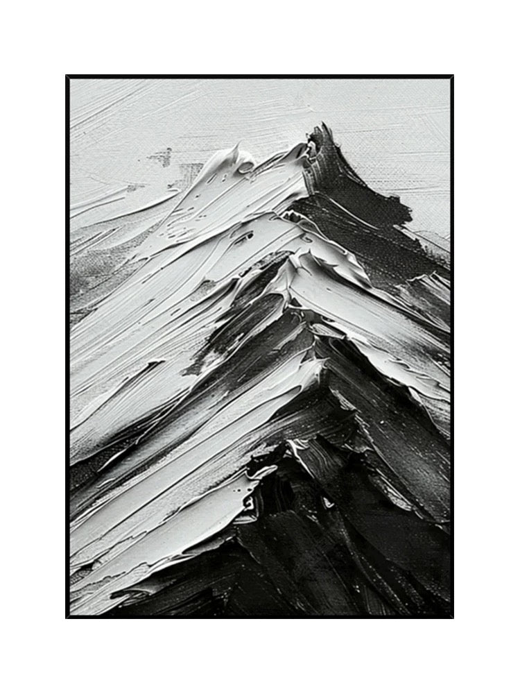 Black and White Mountains Textured Wall Art