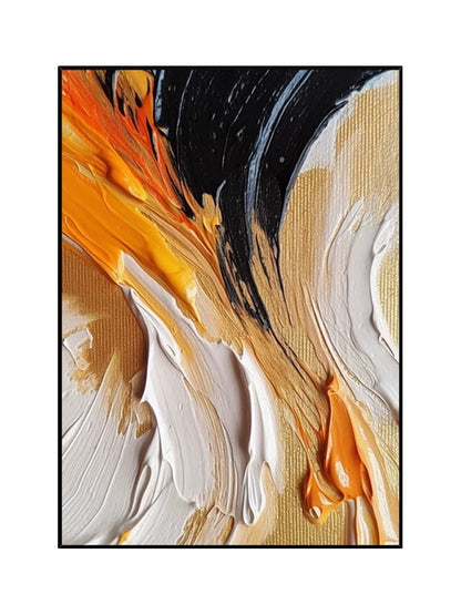 Black Orange White Multicolor Heavy Textured Wall Art