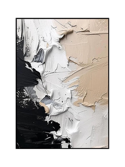 Black and White Beige Textured Abstract Art