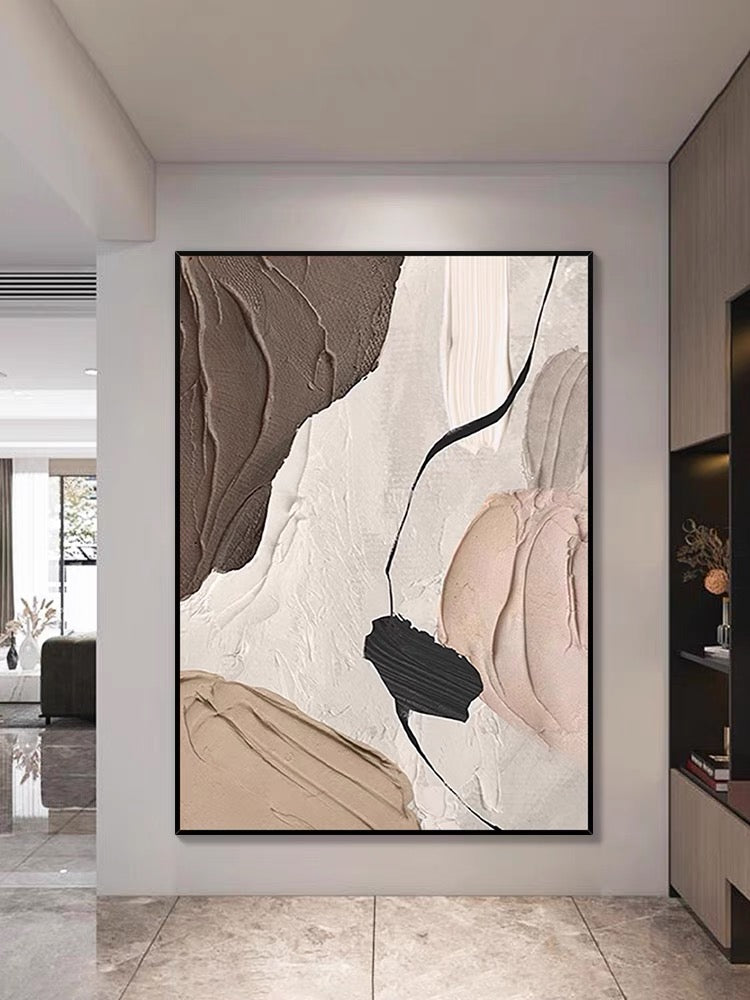 Strukturierte Malerei mit rosa und braunem Fluss